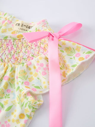 Spring Floral Smocked Baby Girl Romper