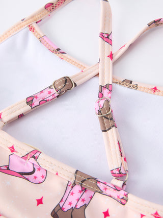 Western Girls Two Piece Swimsuit Ruffle