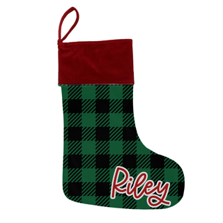 Green Plaid Christmas Stocking - Personalized Stockings