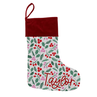 Holly Pink and Red Christmas Stocking - Personalized Stockings