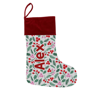 Holly Pink and Red Christmas Stocking - Personalized Stockings