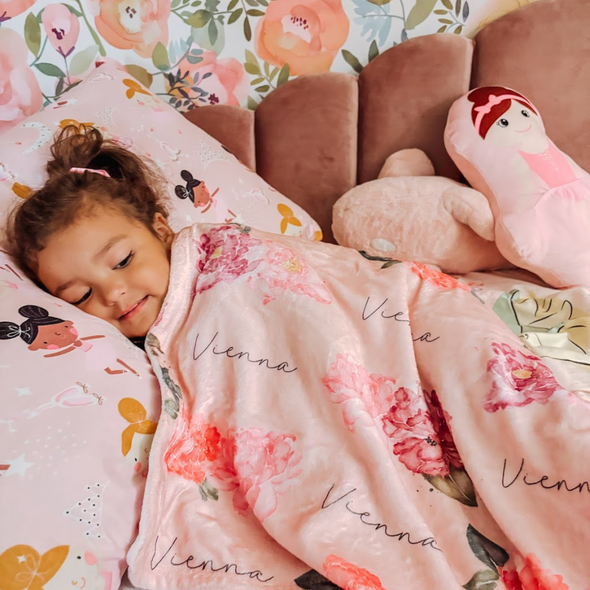 Purple and Pink Peonies - Flower Name Blanket