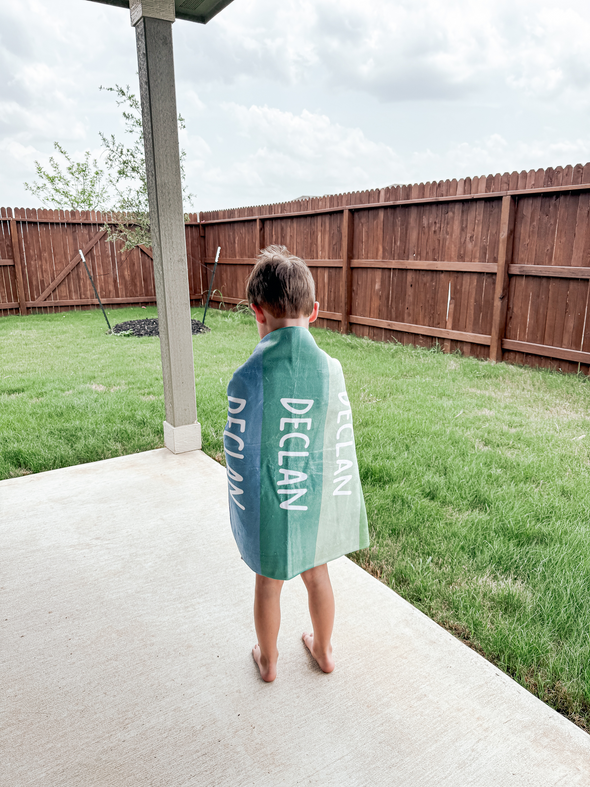 Personalized Boy Beach Towel with Custom Name - Retro