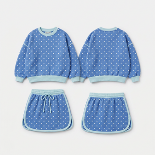 Blue polka dots performance active skorts set