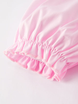 White Bow Smock Embroidered Pink Dress