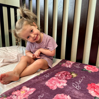 Purple and Pink Peonies - Flower Name Blanket