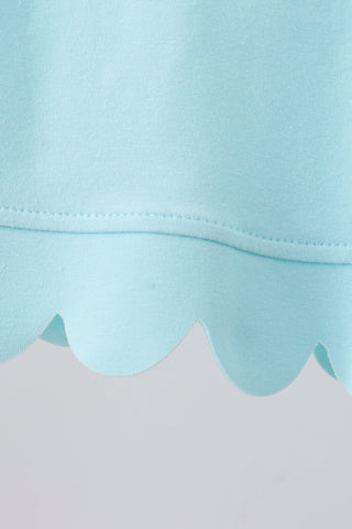 Light blue scalloped zipper shorts set