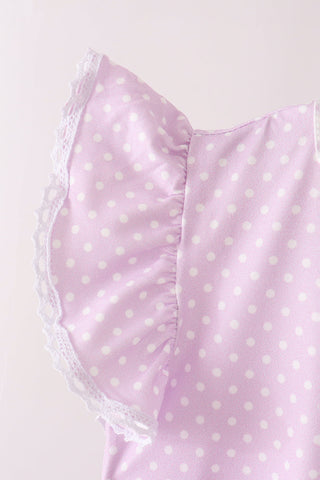 Lavender polka dot pocket ruffle pants set