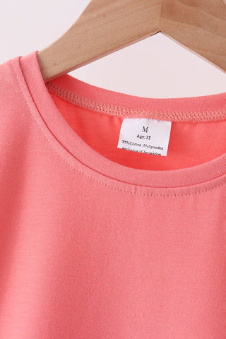 Coral scalloped active pants set