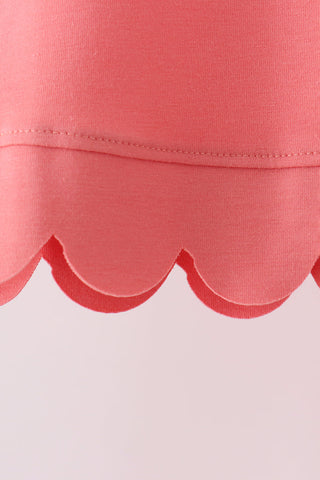 Coral scalloped active pants set