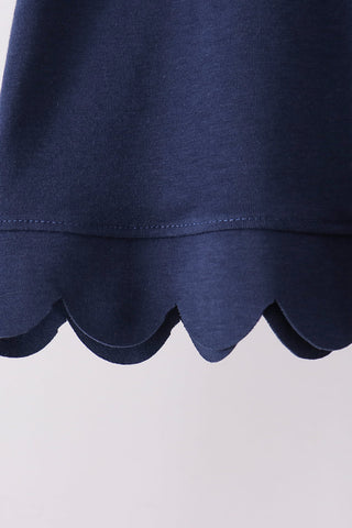 Navy sclloped active pants set
