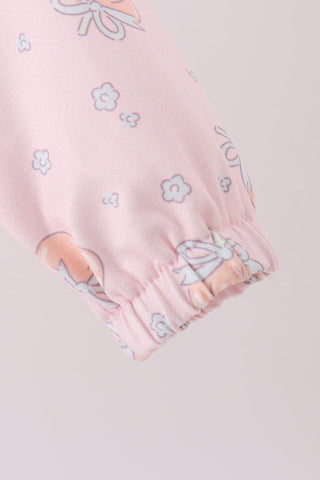 Pink pumpkin print ruffle coat