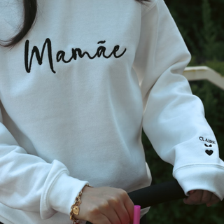 Custom EMBROIDERED Sweatshirt with Kid Name on Sleeve