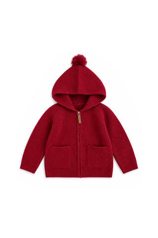 Red zipper cardigan sweater