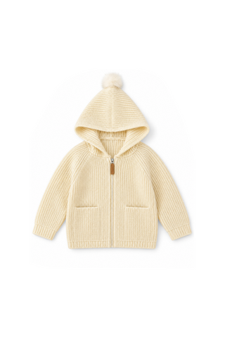 Apricot zipper cardigan sweater