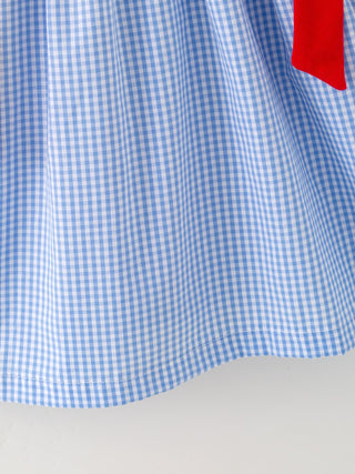 Toddler Girls Baseball Smocked Dress – Blue Plaid Summer Outfit