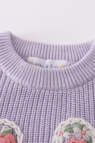 Hand Made Purple Bunny Sweater