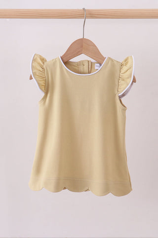 Honey Flutter Sleeve Scalloped Top