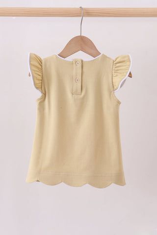 Honey Flutter Sleeve Scalloped Top