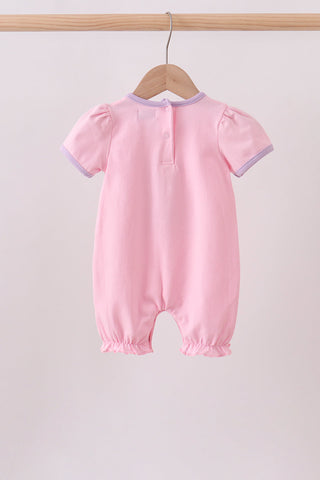 Pink ghost pumpkin embroidery romper
