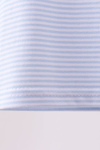 Blue stripe Smirk face applique top