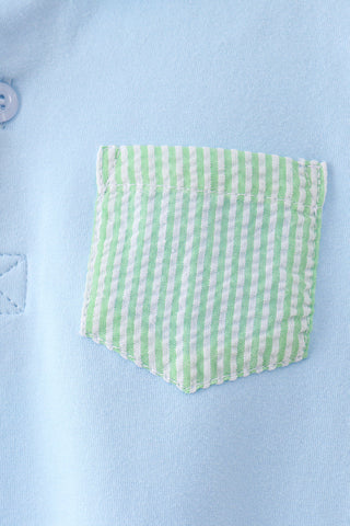 Blue pocket button down shirt