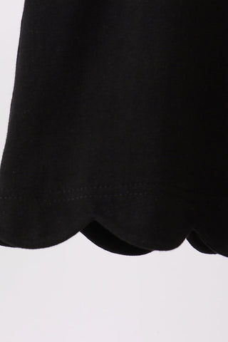 Black flutter sleeve scalloped top