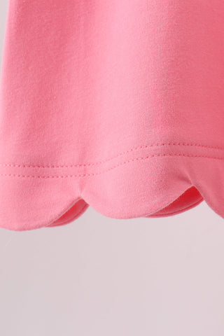 Deep pink flutter sleeve scalloped top