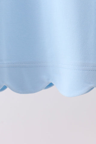 Blue Scalloped Bow Dress