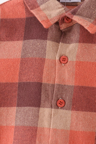 Rust Plaid Button Down Shirt