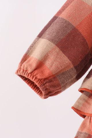 Rust Plaid Ruffle Bubble
