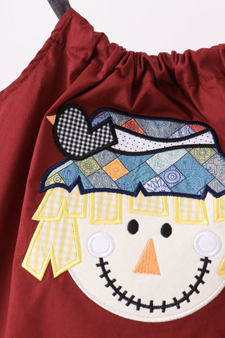 Maroon Scarecrow Embroidery Bloomer Set