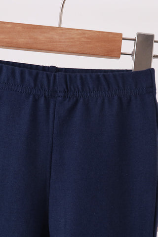 Navy scalloped bell pants