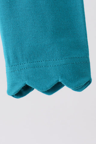 Teal scalloped leggings