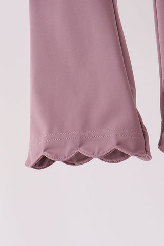 Dusty plum scallped zipper active set