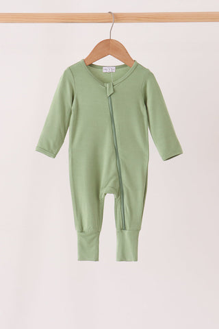 Green zipper bamboo romper