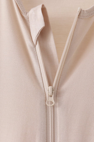 Beige zipper bamboo anti-slip romper