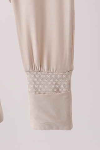 Beige zipper bamboo anti-slip romper