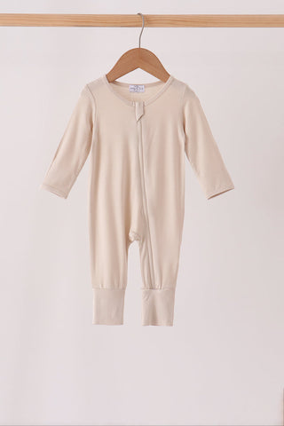 Beige zipper bamboo romper