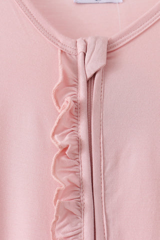 Pink ruffle zipper bamboo anti-slip romper – view 3