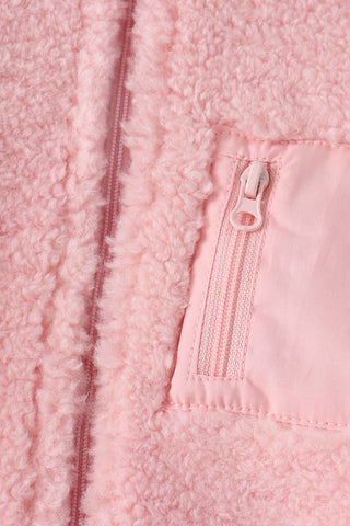 Pink fleece zipper jacket