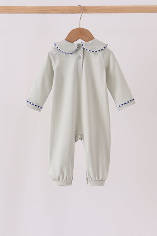 Sage turkey embroidery romper