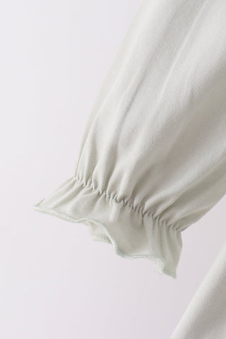 Sage turkey embroidery ruffle pants set