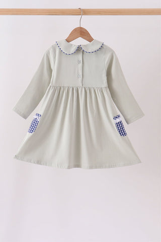 Sage turkey embroidery dress