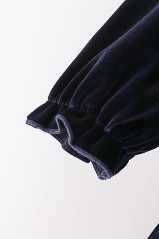 Navy velvet bow dress