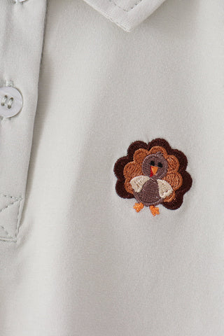 Sage turkey embroidery shirt