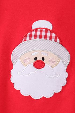 Red christmas santa embroidery pants set