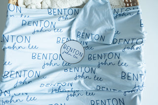 Personalized Baby Swaddle Blanket - Coastal Blue