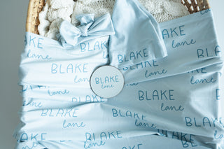 Personalized Baby Swaddle and Hat Set - Salt