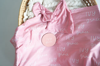 Personalized Baby Swaddle and Hat Set - Ballet